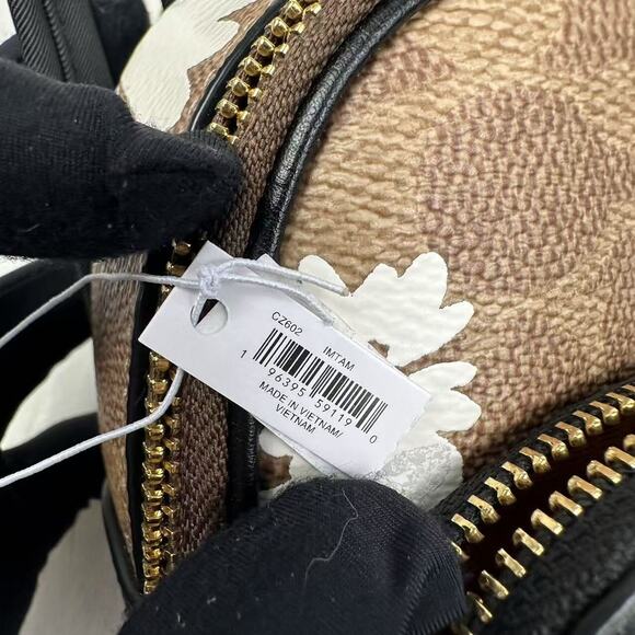 Coach Mini Court Backpack Bag Charm In Signature Canvas With Floral Print NWT - Picture 6 of 8